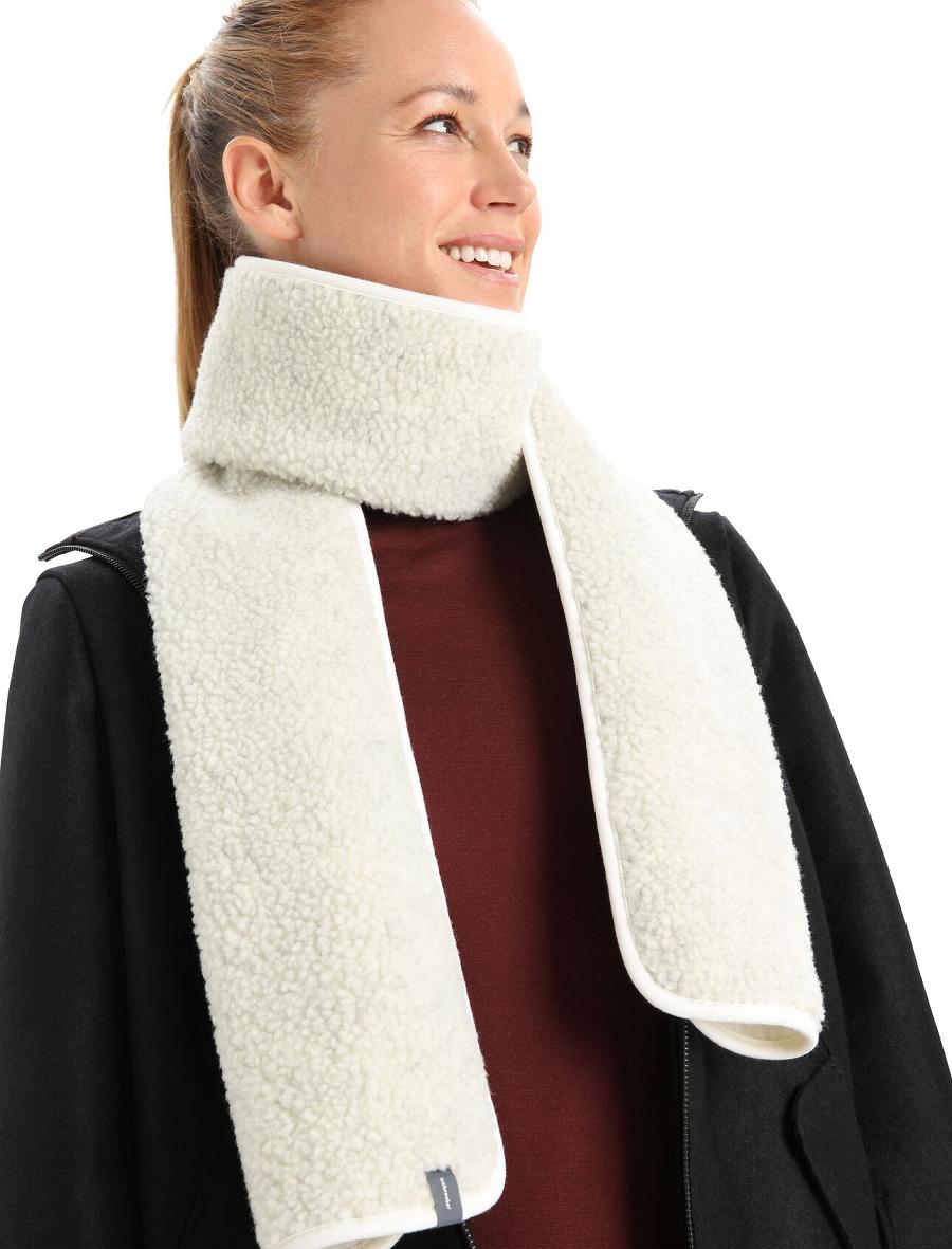 Ecru Heather Men's Icebreaker Unisex RealFleece™ Merino High Pile Scarves | USA 1065JPQJ